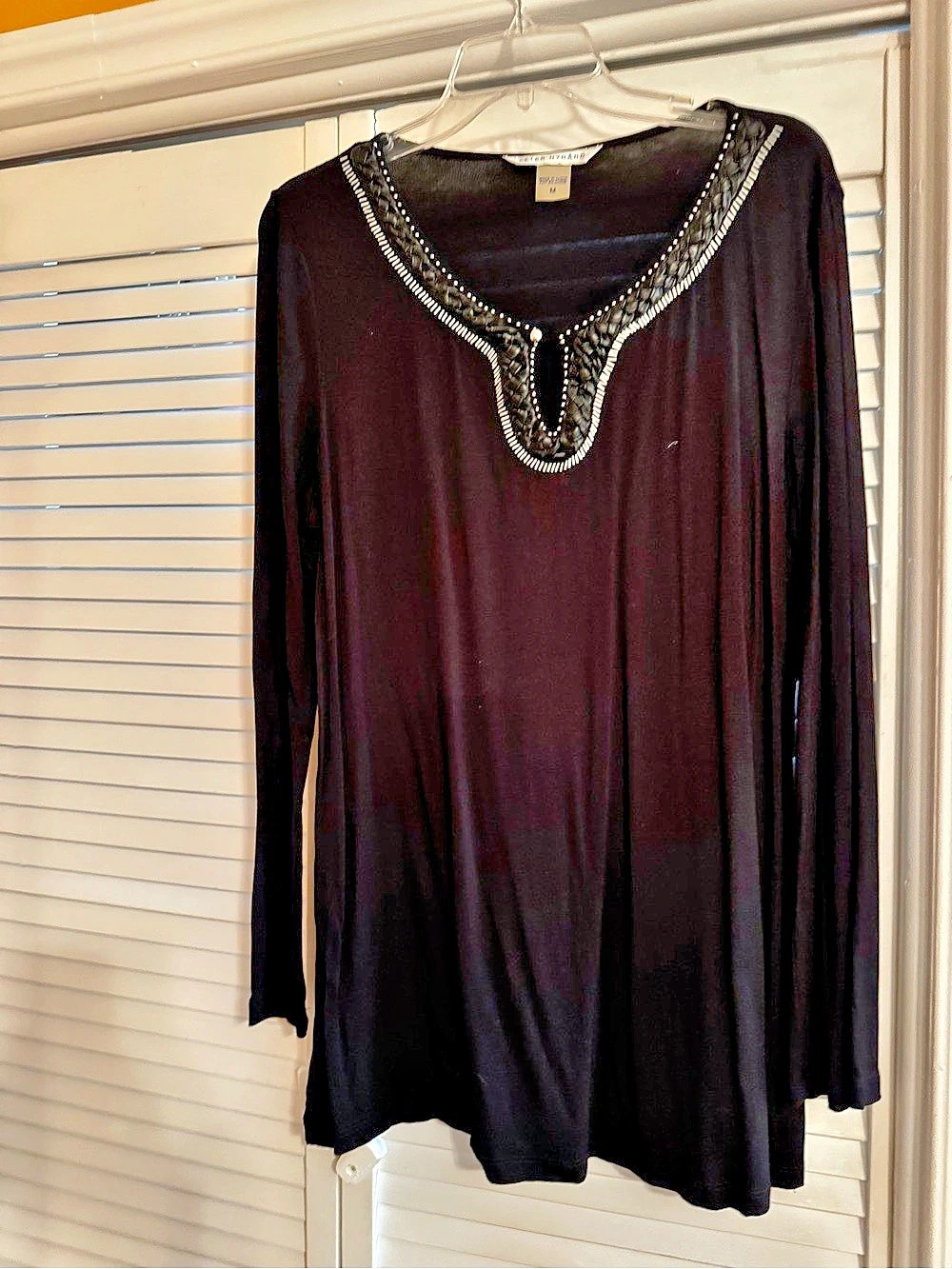 Peter Nygard Black Embellished Tunic Size Medium